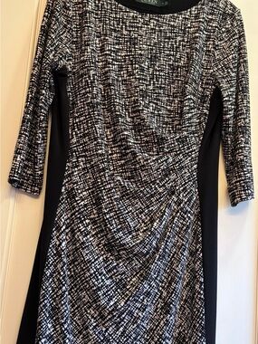 Ralph Lauren Black and White Half Sleeve Sheath Dress S1